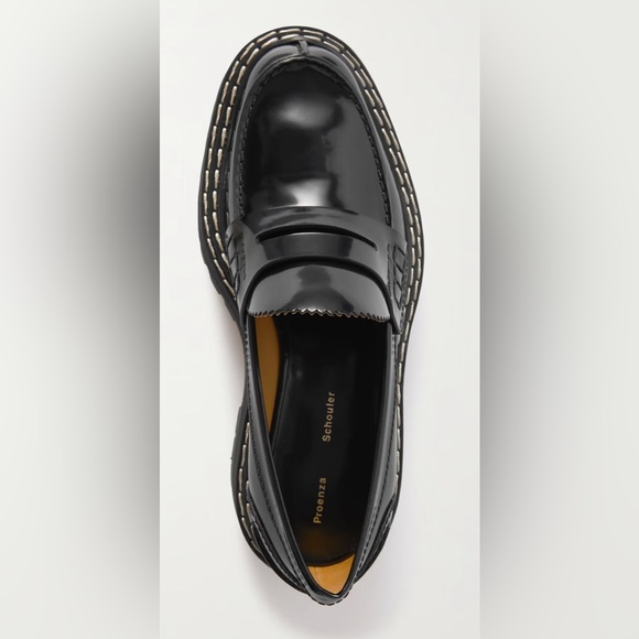 PROENZA SCHOULER Sz 39 Chunky Penny Loafers Contrasting Stitching Patent Leather - Picture 2 of 12